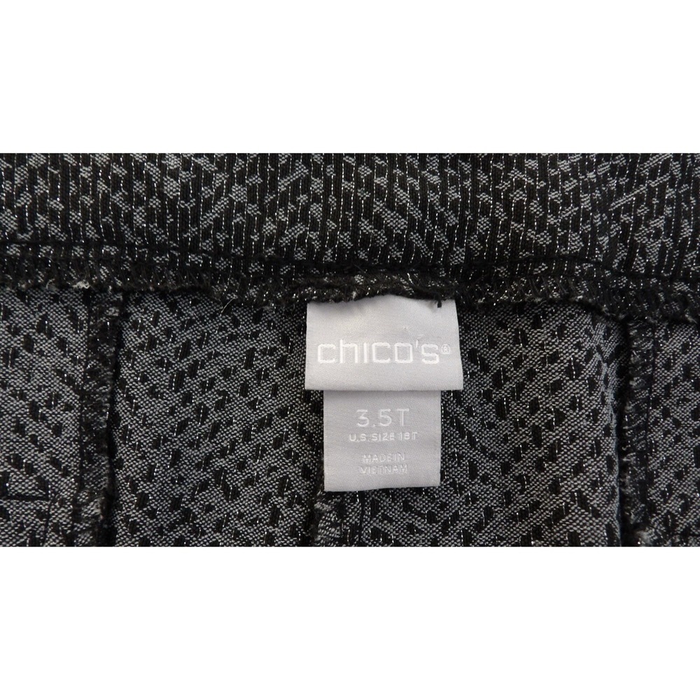 Chico's Pull On Waist Gray Black Silver Career Dress Pant Size 3.5 Tall US XL/18 - Picture 12 of 14